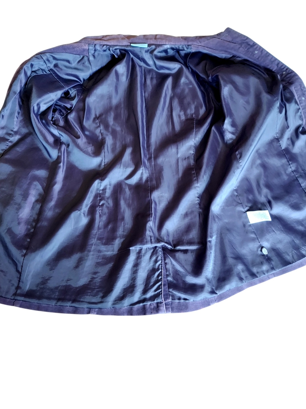 SO Blue Sigrid Olsen Purple Corduroy Longline Trucker Jacket Y2K Utility M - Picture 4 of 10